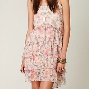 Free People Fairycore Boho Tiered  Floral Dress L